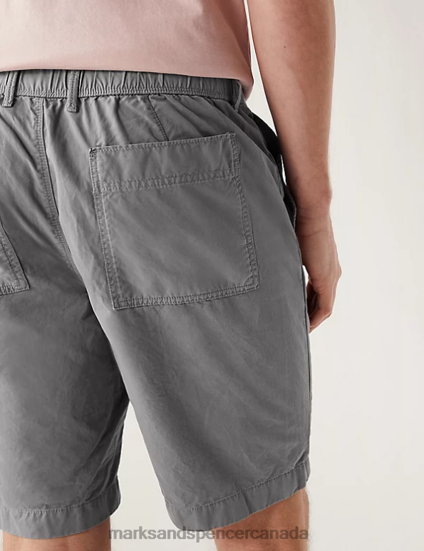 Men Grey Clothing Marks & Spencer Pure Cotton Half Elasticated Waist Shorts 20VTD6800 - Marks and Spencer Canada locations