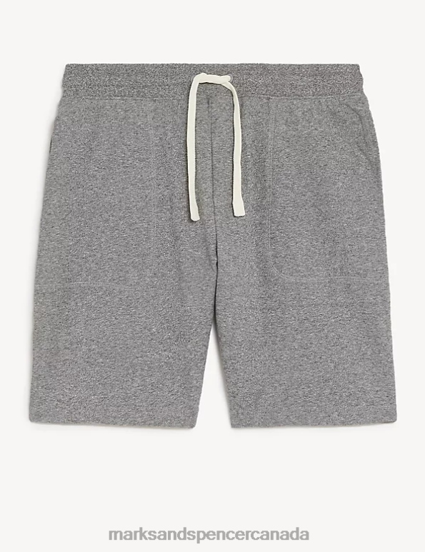 Men Grey Marl Clothing Marks & Spencer Drawstring Jersey Shorts 20VTD5114 - Marks and Spencer outlet