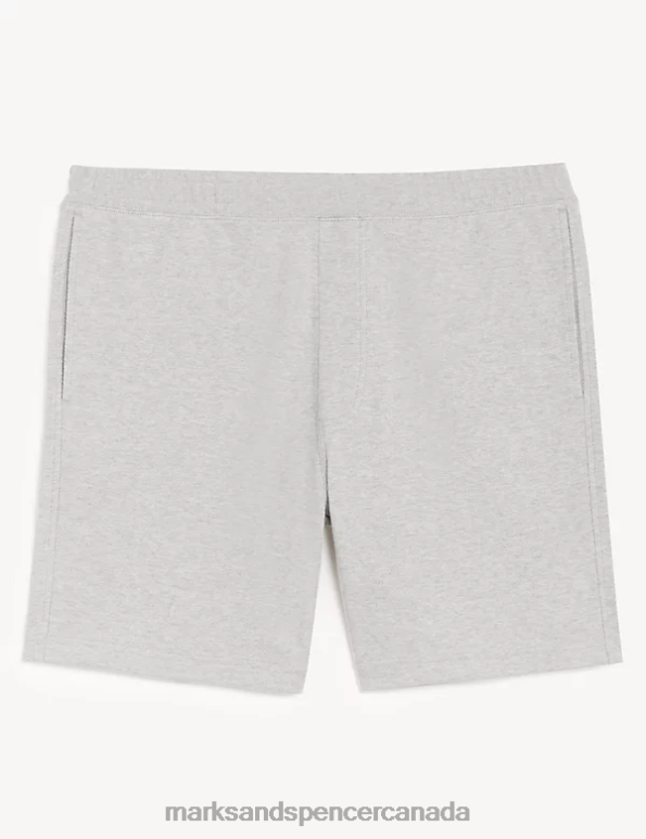 Men Grey Marl Clothing Marks & Spencer Textured Pure Cotton Jersey Shorts 20VTD6161 - Marks and Spencer outlet