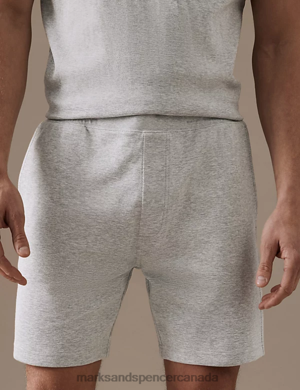 Men Grey Marl Clothing Marks & Spencer Textured Pure Cotton Jersey Shorts 20VTD6161 - Marks and Spencer outlet