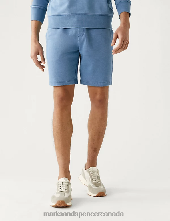 Men Indigo Clothing Marks & Spencer Pure Cotton Sweat Shorts 20VTD5380 - Marks and Spencer Canada locations