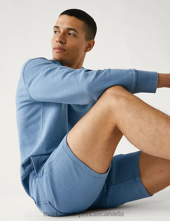 Men Indigo Clothing Marks & Spencer Pure Cotton Sweat Shorts 20VTD5380 - Marks and Spencer Canada locations