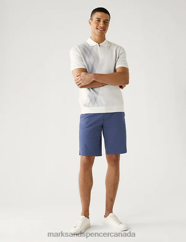 Marks and Spencer Canada - Men Indigo Clothing Marks & Spencer Super Lightweight Stretch Chino Shorts 20VTD6502