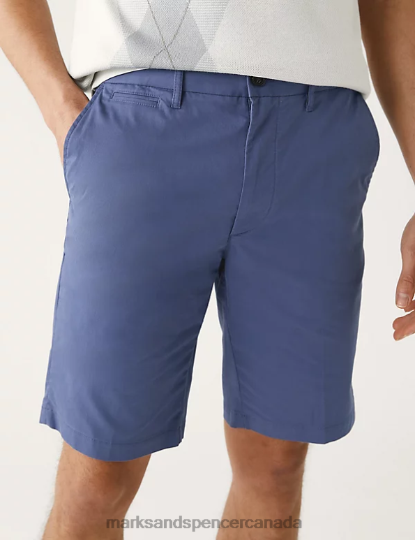 Marks and Spencer Canada - Men Indigo Clothing Marks & Spencer Super Lightweight Stretch Chino Shorts 20VTD6502