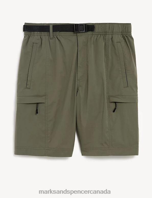 Men Khaki Clothing Marks & Spencer Belted Trekking Shorts with Stormwear 20VTD5398 - Marks and Spencer outlet