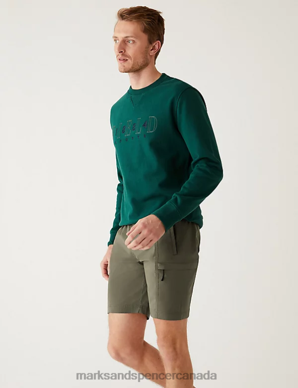 Men Khaki Clothing Marks & Spencer Belted Trekking Shorts with Stormwear 20VTD5398 - Marks and Spencer outlet