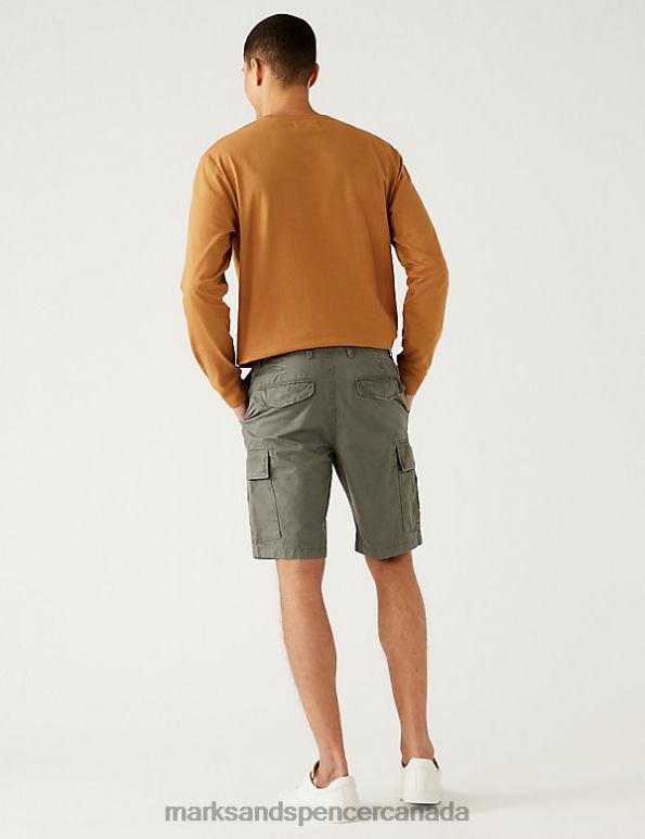 Men Khaki Mix Clothing Marks & Spencer Pure Cotton Cargo Shorts 20VTD5700 - Marks and Spencer Canada locations