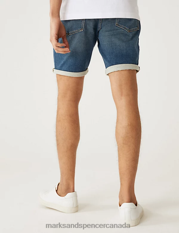 Men Light Blue Clothing Marks & Spencer 5 Pocket Denim Shorts 20VTD6284 - Marks and Spencer Canada locations