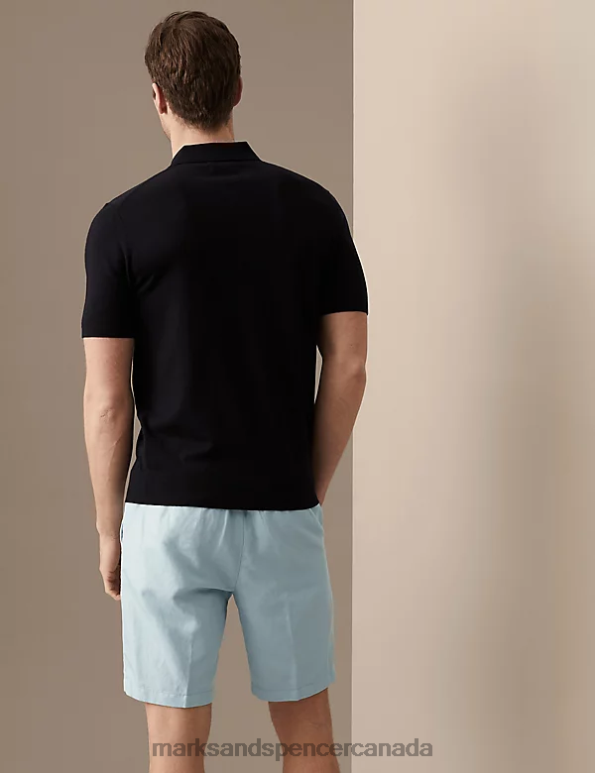 Marks and Spencer near me - Men Light Blue Clothing Marks & Spencer Cotton Linen Elasticated Waist Chino Shorts 20VTD6366