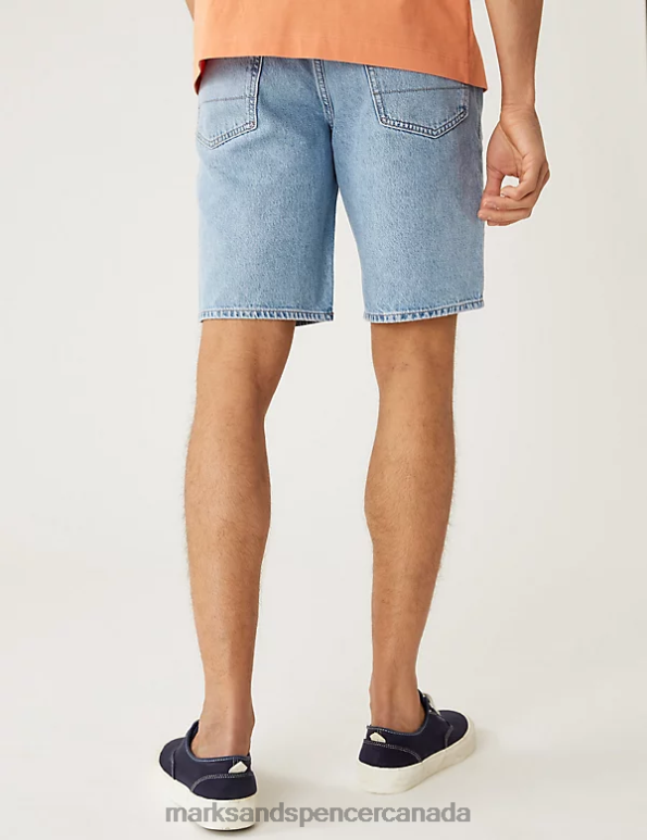 Men Light Blue Clothing Marks & Spencer Recycled Rigid Denim Shorts 20VTD5983 - Marks and Spencer online