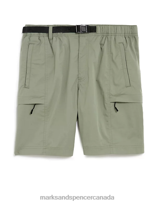 Men Light Green Clothing Marks & Spencer Belted Trekking Shorts with Stormwear 20VTD5007 - Marks and Spencer outlet