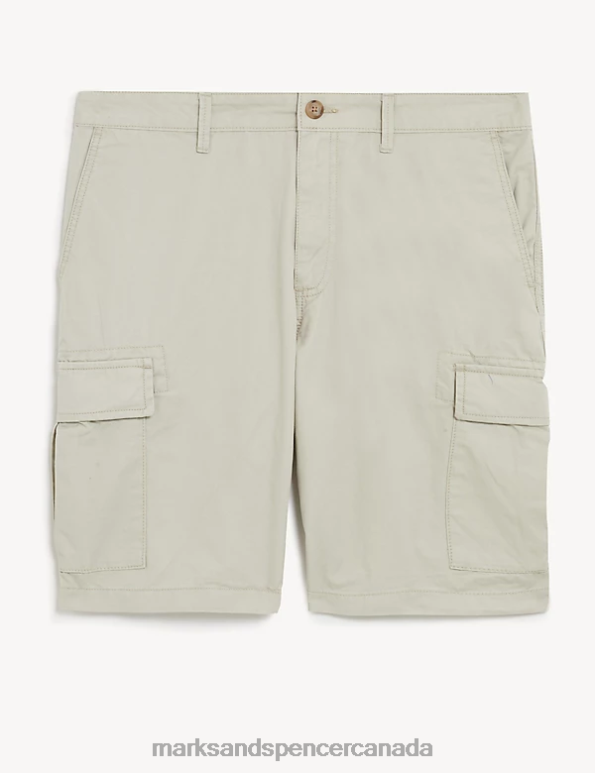 Men Light Stone Clothing Marks & Spencer Pure Cotton Cargo Shorts 20VTD5699 - Marks and Spencer online