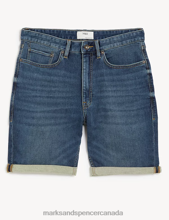 Men Medium Blue Clothing Marks & Spencer 5 Pocket Denim Shorts 20VTD5905 - Marks and Spencer outlet