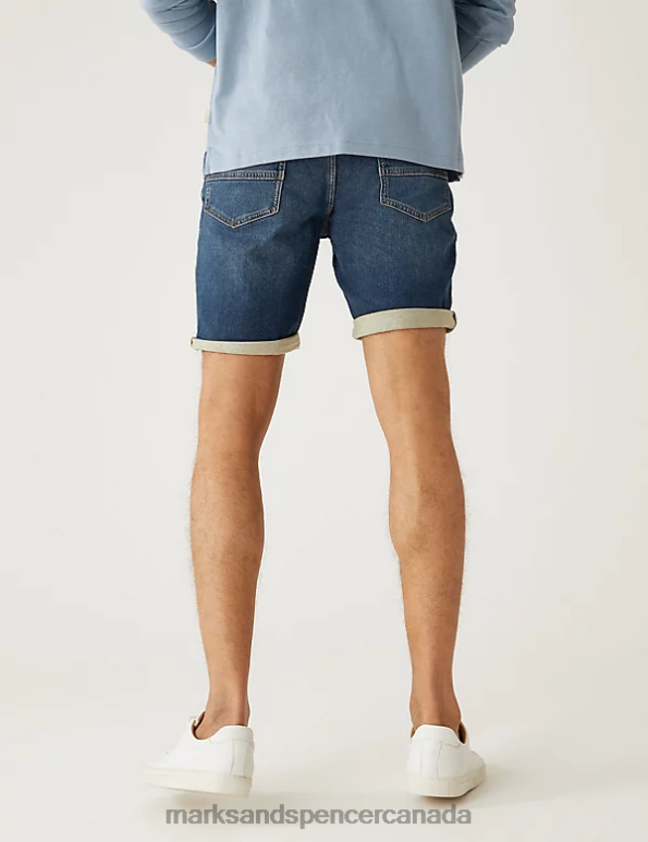 Men Medium Blue Clothing Marks & Spencer 5 Pocket Denim Shorts 20VTD5905 - Marks and Spencer outlet