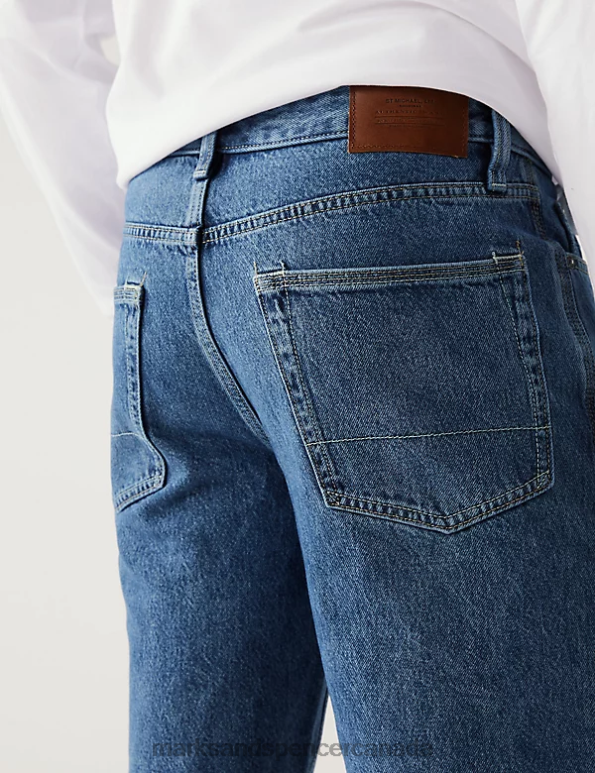 Men Medium Blue Clothing Marks & Spencer Recycled Rigid Denim Shorts 20VTD6370 - Marks and Spencer Canada locations