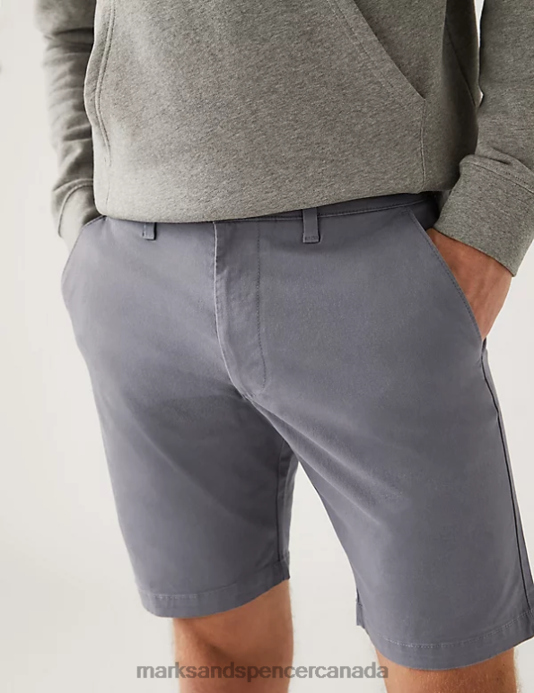 Men Medium Grey Clothing Marks & Spencer Stretch Chino Shorts 20VTD6122 - Marks and Spencer outlet