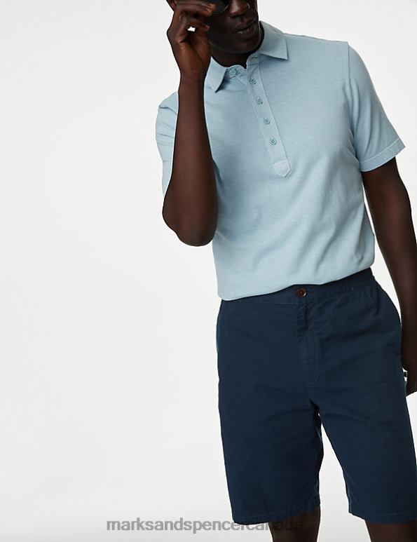 Marks and Spencer sale - Men Midnight Navy Clothing Marks & Spencer Wharf Cotton Rich Stretch Shorts 20VTD6807
