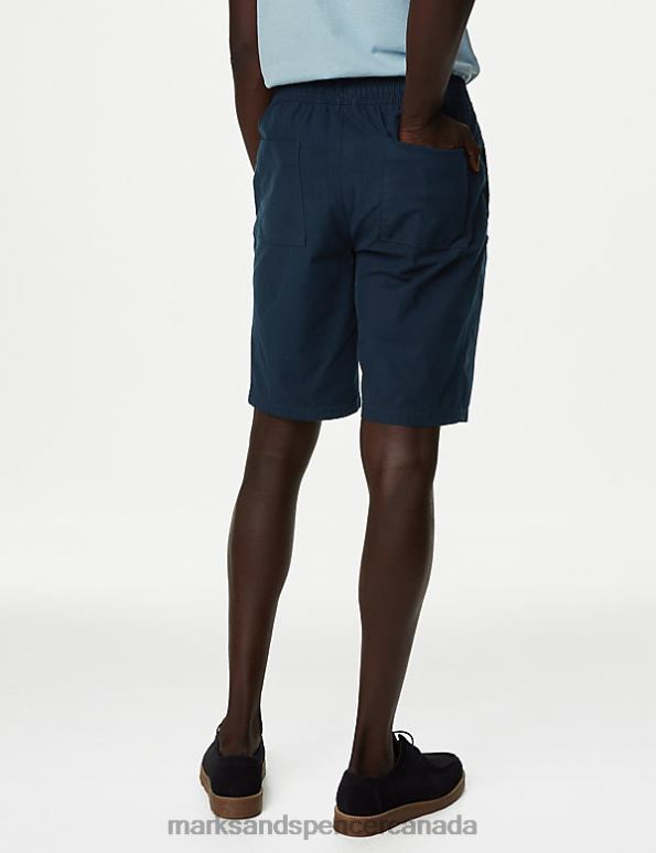Marks and Spencer sale - Men Midnight Navy Clothing Marks & Spencer Wharf Cotton Rich Stretch Shorts 20VTD6807