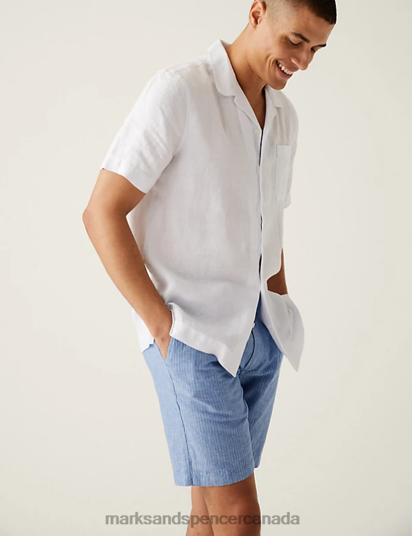 Men Mint Clothing Marks & Spencer Linen Rich Half-Elasticated Waist Shorts 20VTD5844 - Marks and Spencer outlet