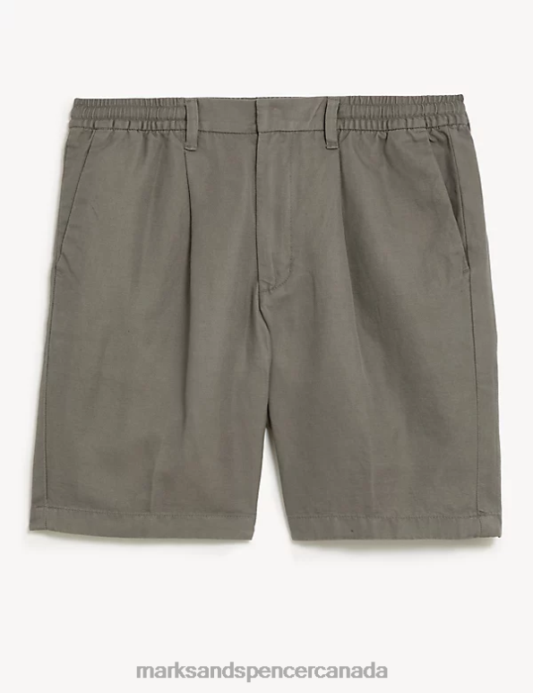 Men Mole Clothing Marks & Spencer Cotton Linen Elasticated Waist Chino Shorts 20VTD6368 - Marks and Spencer online