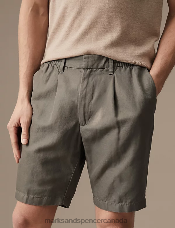 Men Mole Clothing Marks & Spencer Cotton Linen Elasticated Waist Chino Shorts 20VTD6368 - Marks and Spencer online