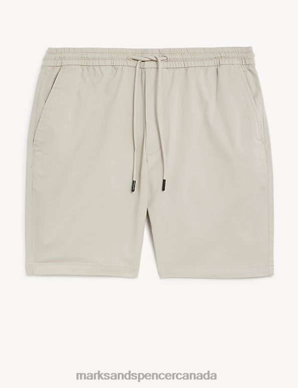Marks and Spencer Canada - Men Natural Clothing Marks & Spencer Elasticated Waist Stretch Shorts 20VTD5456