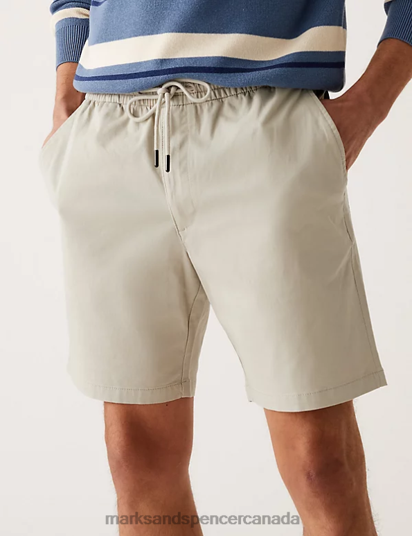 Marks and Spencer Canada - Men Natural Clothing Marks & Spencer Elasticated Waist Stretch Shorts 20VTD5456