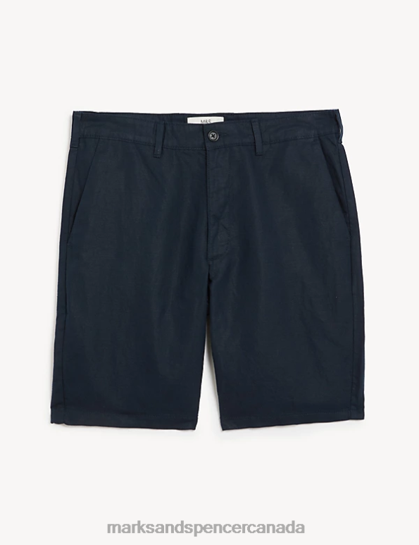 Marks and Spencer near me - Men Navy Clothing Marks & Spencer Linen Blend Chino Shorts 20VTD5585
