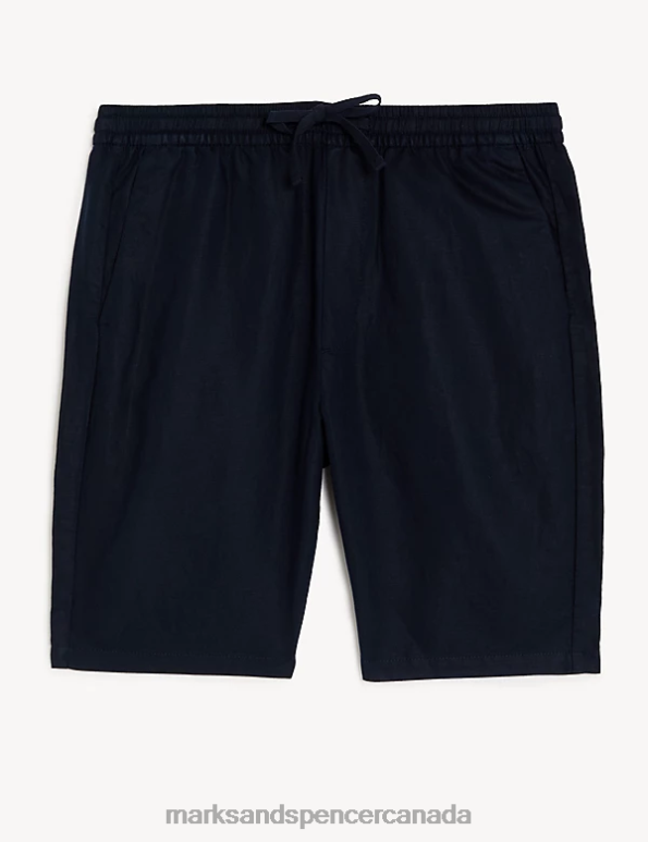 Men Navy Clothing Marks & Spencer Linen Blend Elasticated Waist Chino Shorts 20VTD4990 - Marks and Spencer Canada locations