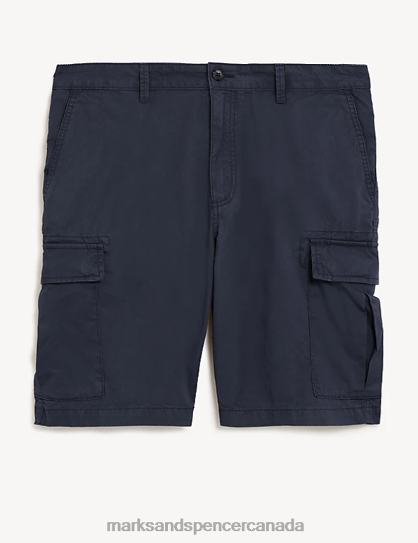 Men Navy Clothing Marks & Spencer Pure Cotton Cargo Shorts 20VTD5701 - Marks and Spencer outlet