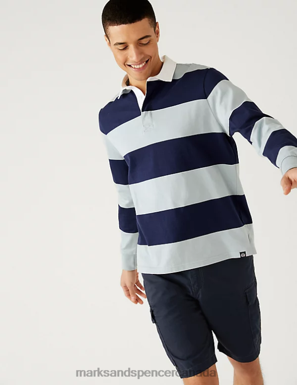 Men Navy Clothing Marks & Spencer Pure Cotton Cargo Shorts 20VTD5701 - Marks and Spencer outlet