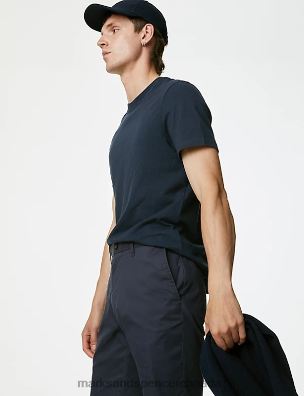 Men Navy Clothing Marks & Spencer Super Lightweight Stretch Chino Shorts 20VTD6501 - Marks and Spencer outlet