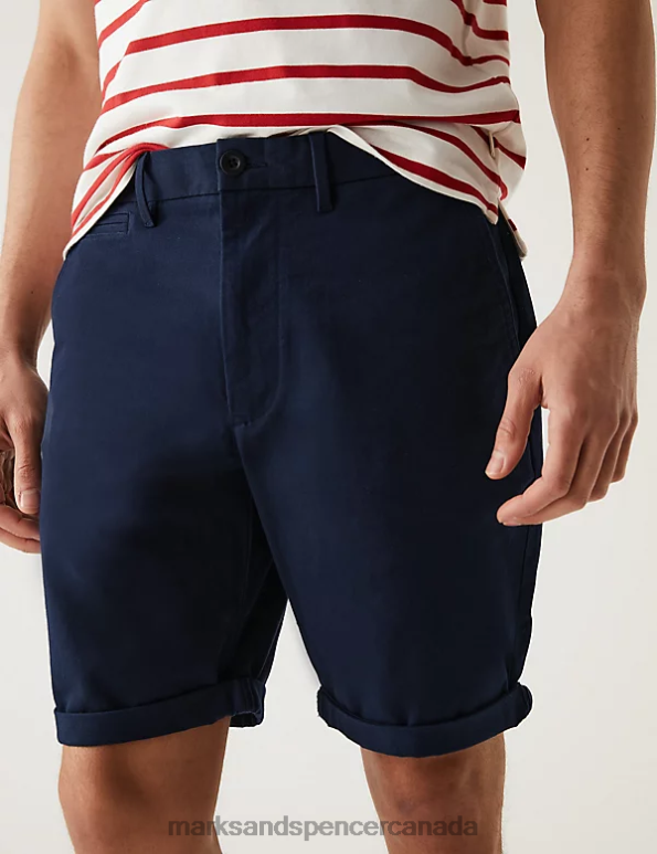 Men Navy Clothing Marks & Spencer Ultimate Chino Shorts with Stretch 20VTD6734 - Marks and Spencer Canada locations