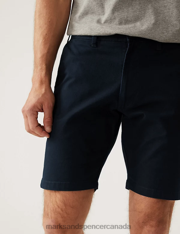 Men Navy/Grey Clothing Marks & Spencer 2pk Stretch Chino Shorts 20VTD5829 - Marks and Spencer Canada locations