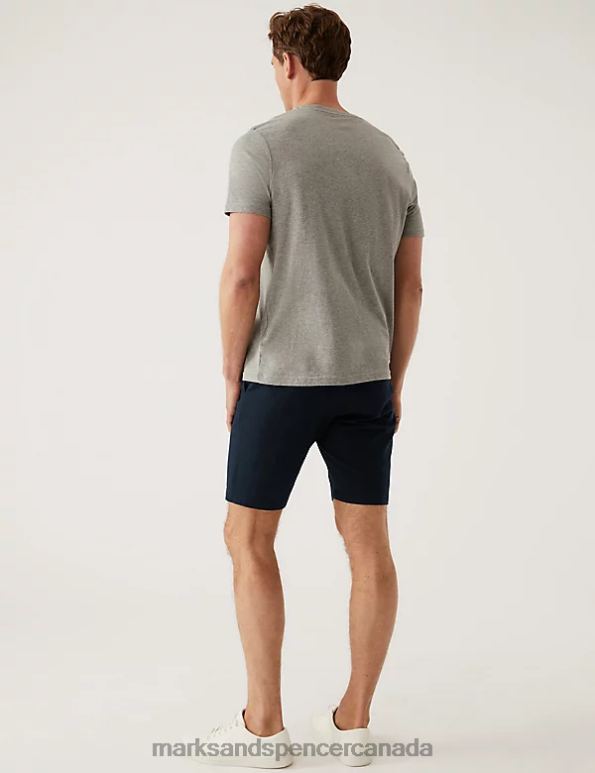 Men Navy/Grey Clothing Marks & Spencer 2pk Stretch Chino Shorts 20VTD5829 - Marks and Spencer Canada locations