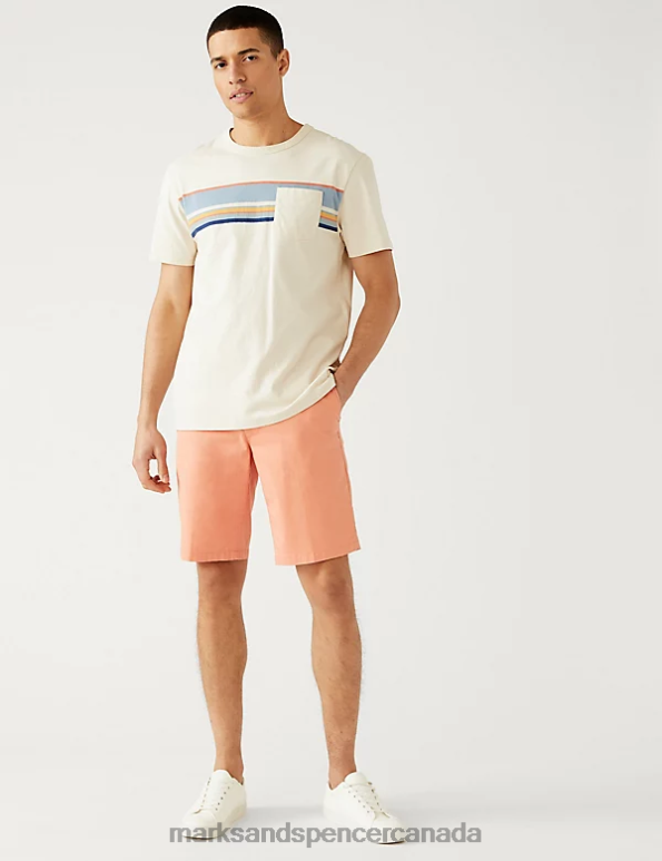 Marks and Spencer sale - Men Orange Clothing Marks & Spencer Super Lightweight Stretch Chino Shorts 20VTD6504