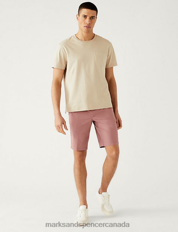 Men Pink Clothing Marks & Spencer Super Lightweight Stretch Chino Shorts 20VTD6506 - Marks and Spencer Canada locations
