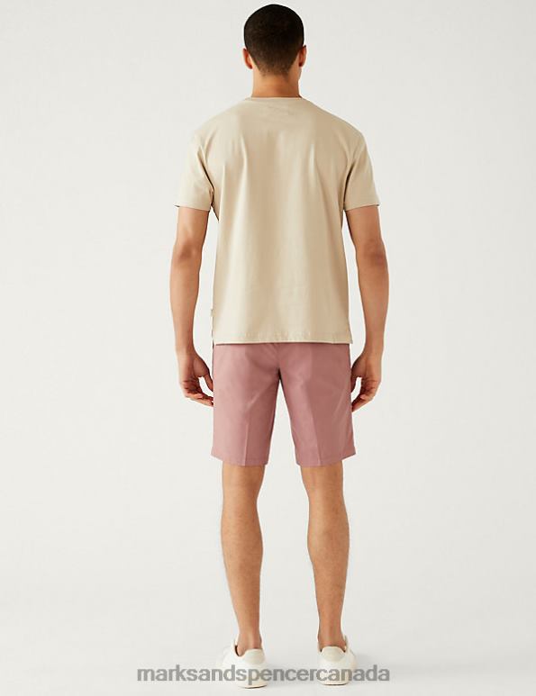 Men Pink Clothing Marks & Spencer Super Lightweight Stretch Chino Shorts 20VTD6506 - Marks and Spencer Canada locations