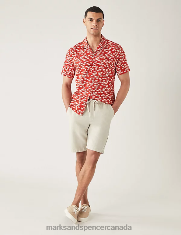 Men Stone Clothing Marks & Spencer Linen Blend Elasticated Waist Chino Shorts 20VTD5372 - Marks and Spencer online