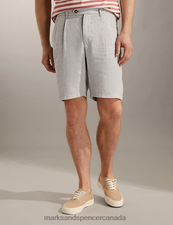 Marks and Spencer near me - Men Stone Clothing Marks & Spencer Pure Linen Single Pleat Chino Shorts 20VTD7014