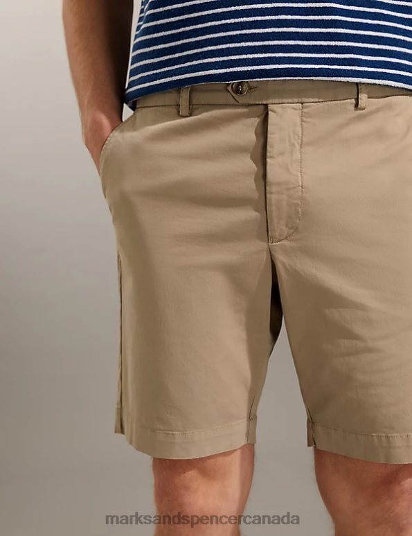 Marks and Spencer Canada - Men Stone Clothing Marks & Spencer Stretch Chino Shorts 20VTD6448