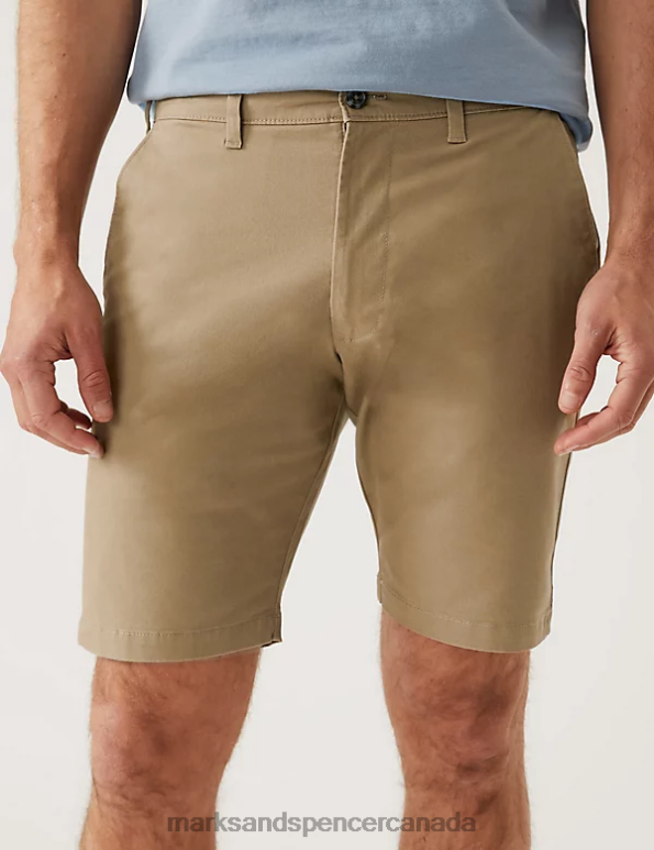 Marks and Spencer Canada - Men Stone/Navy Clothing Marks & Spencer 2pk Stretch Chino Shorts 20VTD6195