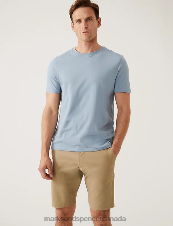 Marks and Spencer Canada - Men Stone/Navy Clothing Marks & Spencer 2pk Stretch Chino Shorts 20VTD6195