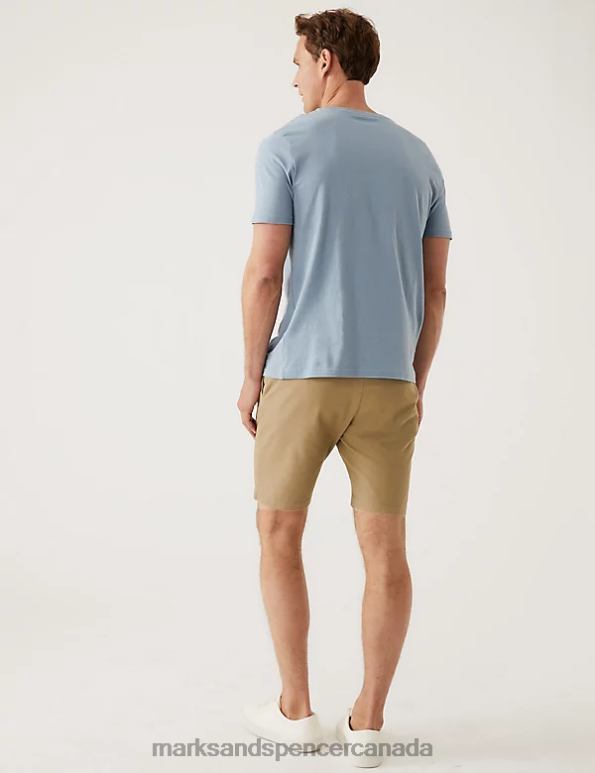 Marks and Spencer Canada - Men Stone/Navy Clothing Marks & Spencer 2pk Stretch Chino Shorts 20VTD6195