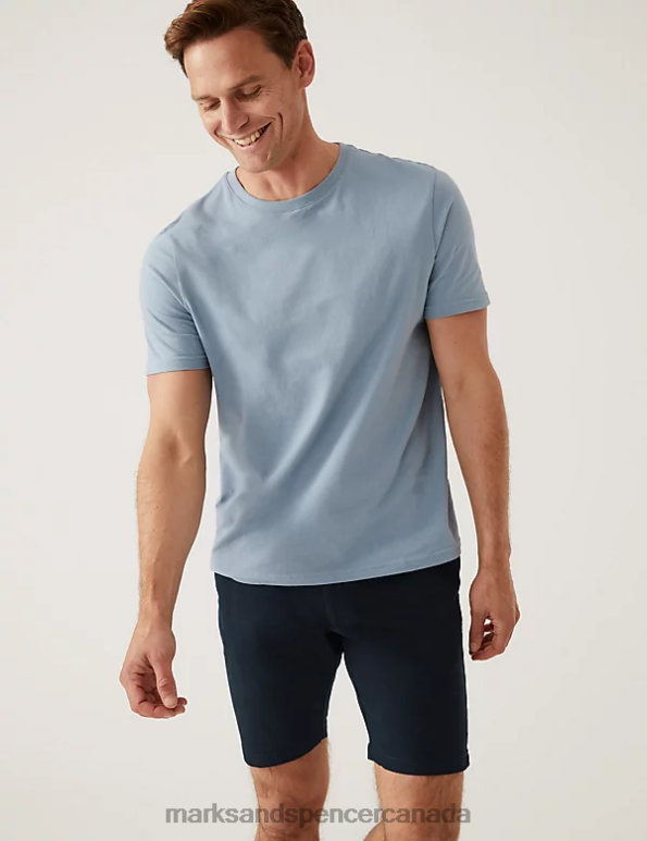 Marks and Spencer Canada - Men Stone/Navy Clothing Marks & Spencer 2pk Stretch Chino Shorts 20VTD6195