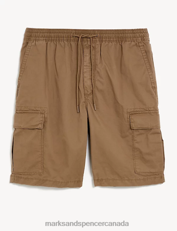 Men Topaz Clothing Marks & Spencer Pure Cotton Elasticated Waist Cargo Shorts 20VTD6269 - Marks and Spencer online