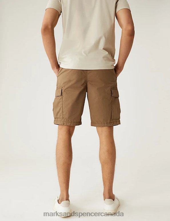 Men Topaz Clothing Marks & Spencer Pure Cotton Elasticated Waist Cargo Shorts 20VTD6269 - Marks and Spencer online