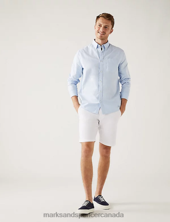Marks and Spencer sale - Men White Clothing Marks & Spencer Stretch Chino Shorts 20VTD6125