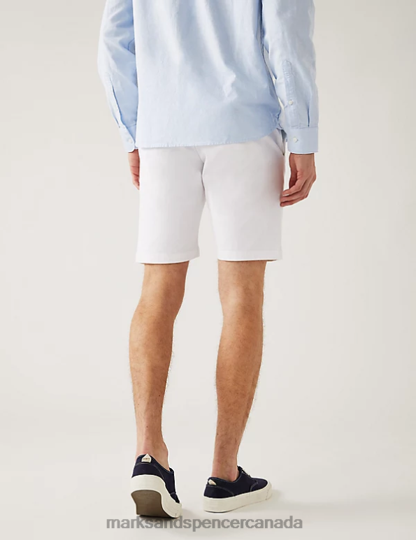 Marks and Spencer sale - Men White Clothing Marks & Spencer Stretch Chino Shorts 20VTD6125