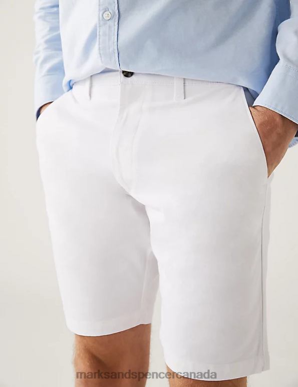 Marks and Spencer sale - Men White Clothing Marks & Spencer Stretch Chino Shorts 20VTD6125